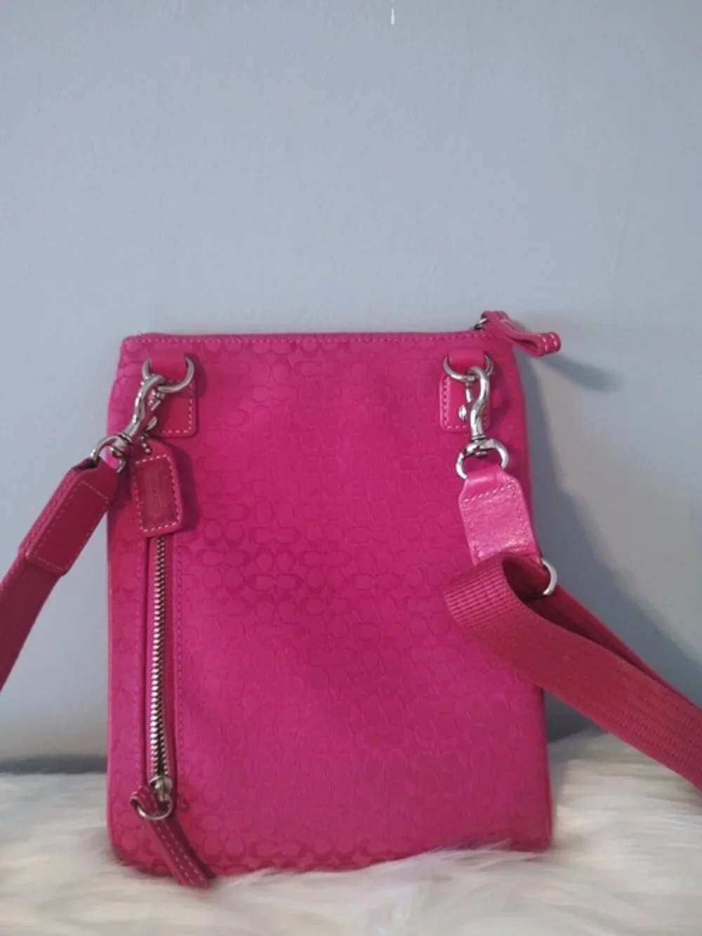 Coach Y2K vintage swingpack mini C's signature suede stripe crossbody bag EUC